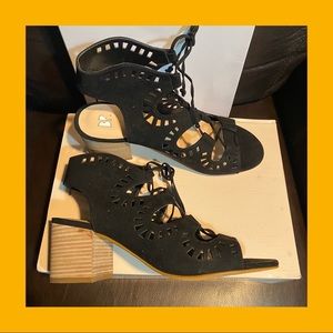 BP Black Faux Suede Cut Out Booties